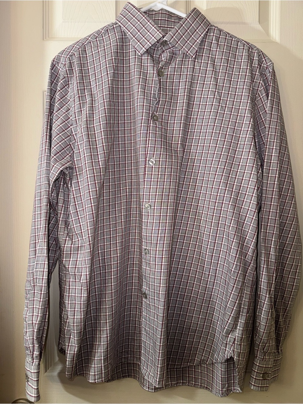 Michael Kors Men's Plaid Button-Down Shirt in Gray and Red